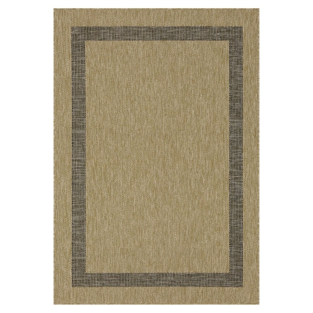 Indoor/Outdoor Area Rug/ Runner/ Doormat- Natural & Black & Red & Taupe Color -Machine Washable, Weather and UV Resistant-Azelia