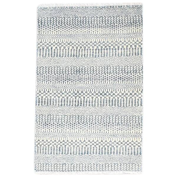 slide 2 of 9, One of a Kind Hand-Knotted Modern 2' x 3' Trellis Wool Brown Rug - 2' x 3'