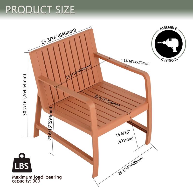 BNK Five-Piece Indoor/Outdoor PP Furniture Set, 3-Seater Sofa, 2 Chairs & 2 Coffee Tables, Easy Assembly Patio Conversation Set