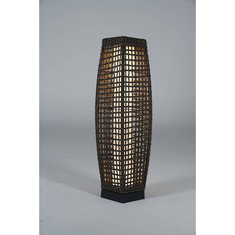 Solar Outdoor Floor Lamp, Lantern Wicker Deck Lights for Garden Decor, 1 Piece