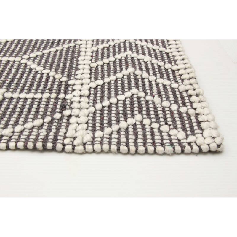 ECARPETGALLERY Braid weave Sienna Grey Wool Rug - 6'0 x 9'3
