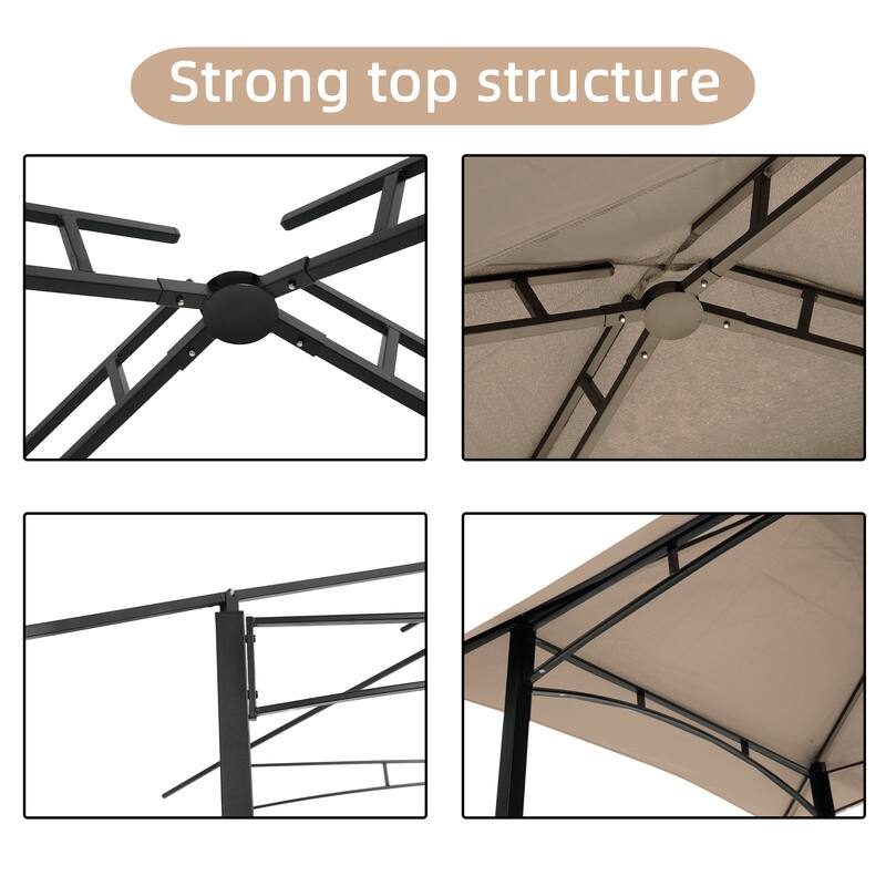 Outdoor Grill Gazebo 8x5 Ft, Double Tier Soft Top Canopy with Steel Frame, Bar Counters & Hook for BBQ