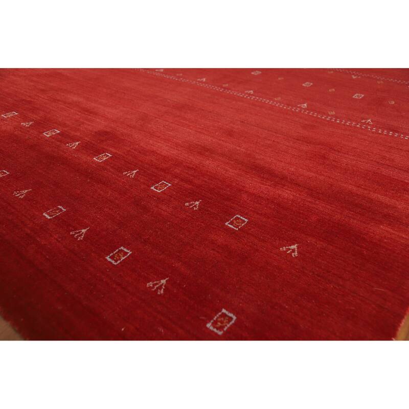 Hand Knotted Oriental 100% Wool Carpet Tribal Tribal Red Gabbeh Area Rug - 9' 9'' X 6' 8''