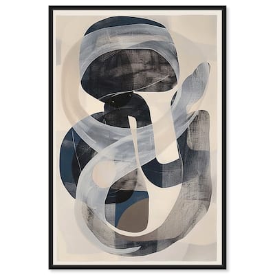 Art Remedy Slither Framed Abstract Shapes 1 Piece Canvas Wall Art