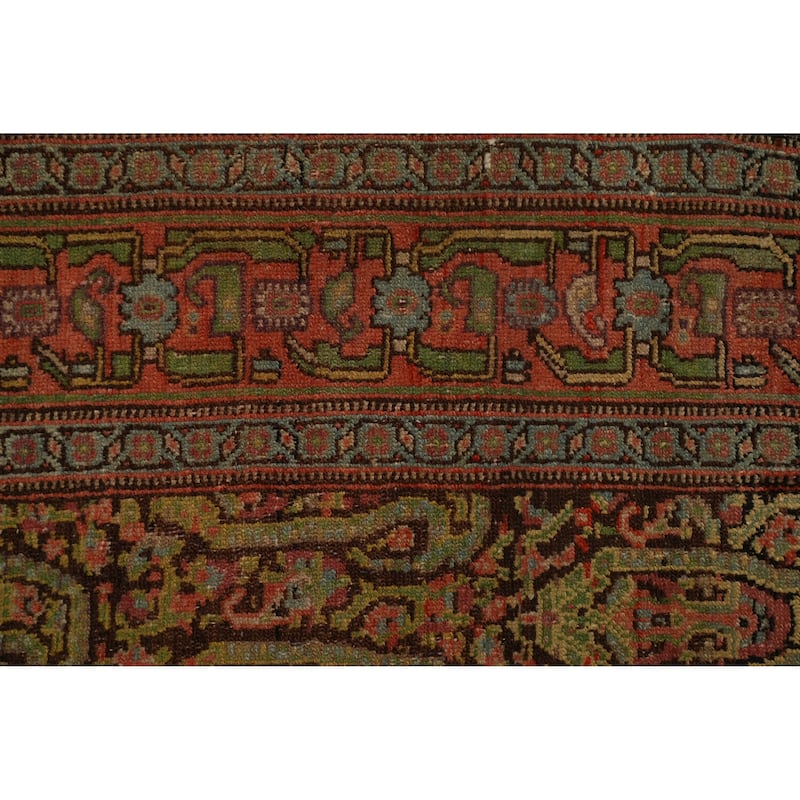 Hand Knotted Oriental 100% Wool Carpet Traditional Geometric Brown Senneh Area Rug - 6' 5'' X 4' 1''