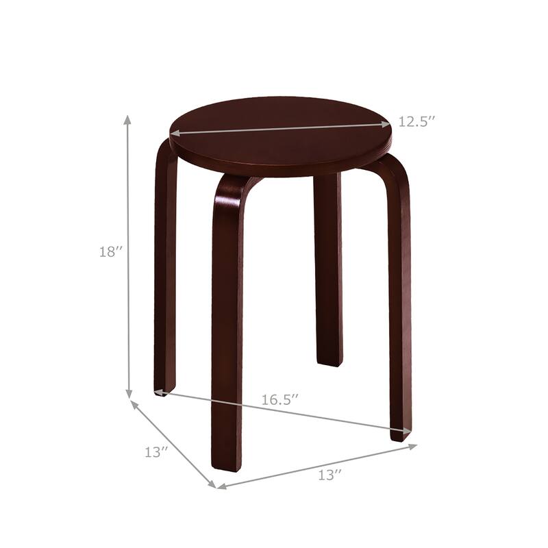 Gymax Set of 4 18" Stacking Stool Round Dining Chair Backless Wood