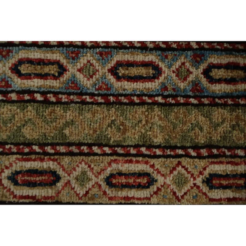 Hand Knotted Oriental 100% Wool Carpet Traditional Geometric Multi-Colored Kazak Area Rug - 5' 11'' X 3' 10''