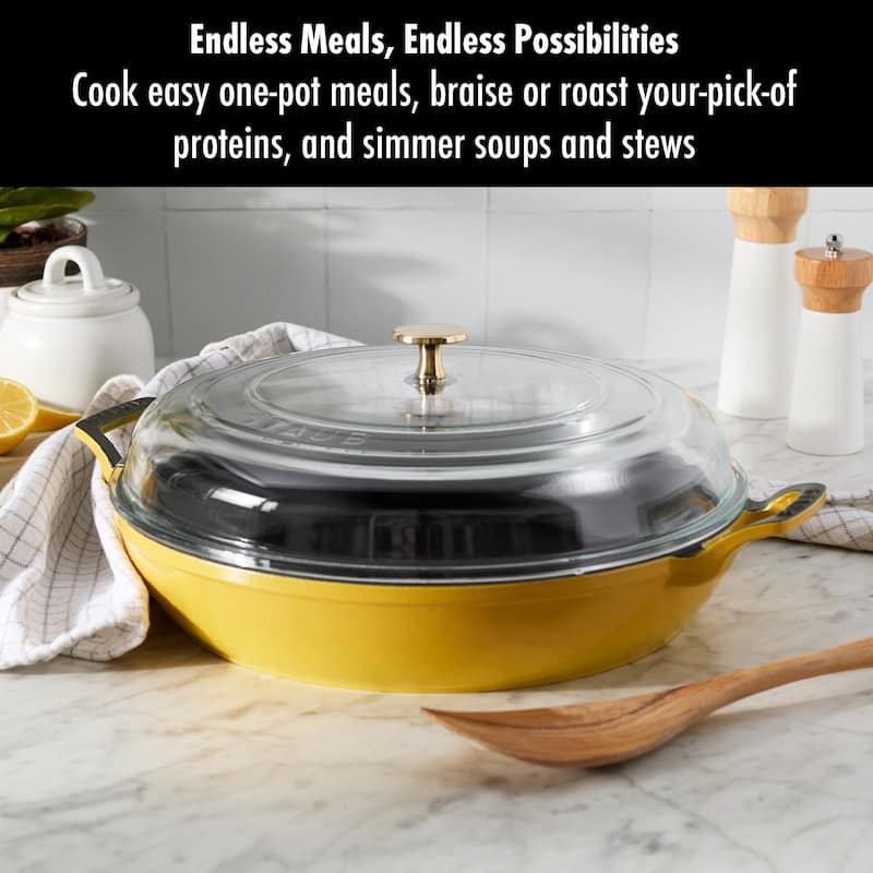 STAUB Cast Iron 3.5-qt Braiser with Glass Lid