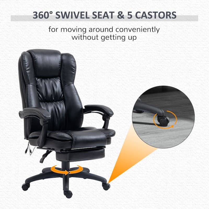 Vinsetto High Back Massage Office Chair, Ergonomic Executive Chair, PU Leather Swivel Chair with 6-Point Vibration Massage