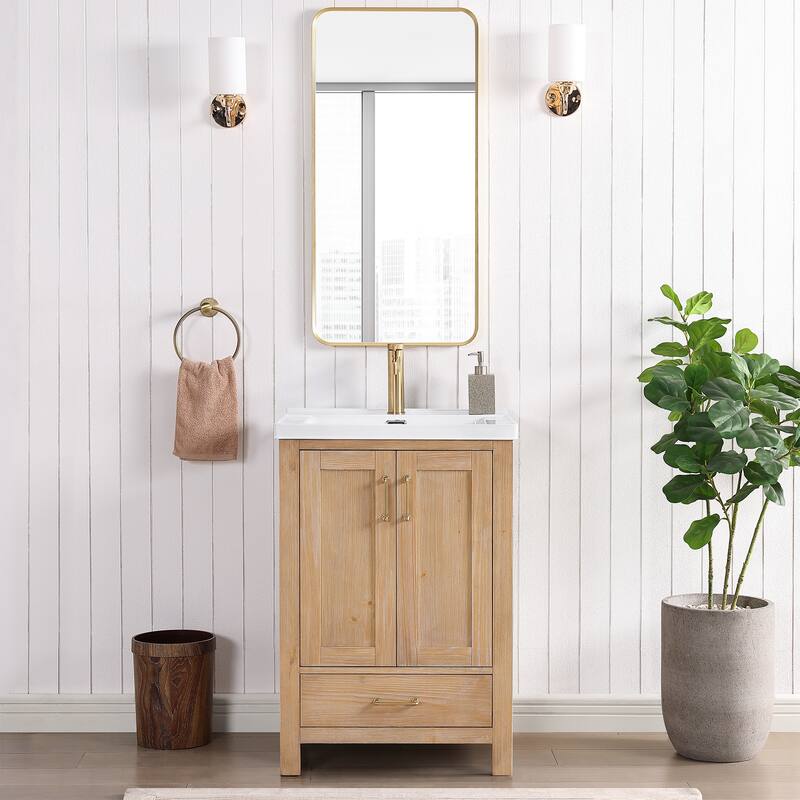 Gela Single Bath Vanity with Ceramic Basin Top without Mirror