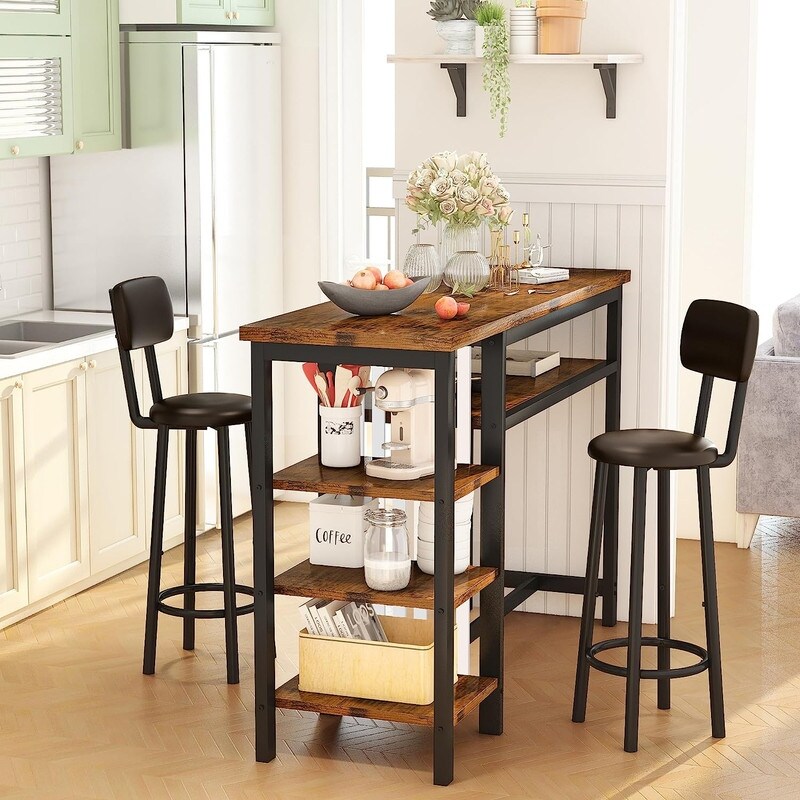 Multipurpose Home Kitchen Dining Bar Table Set 3 Upholstered Stools - On  Sale - Bed Bath & Beyond - 37904875