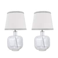 Aspen Creative Two Pack Set 21 1/2" High Glass Table Lamp, Clear Seedy ...