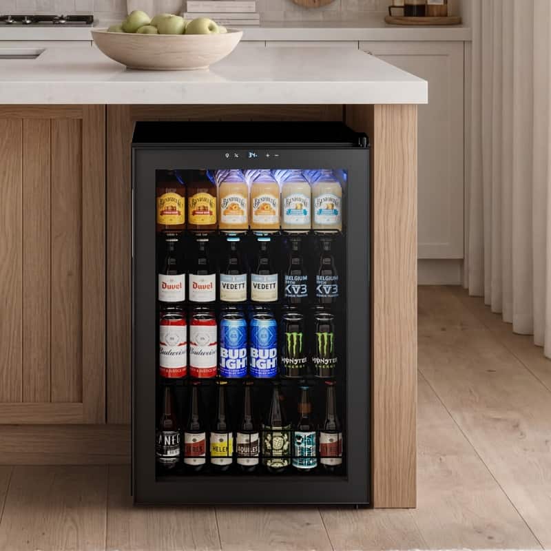 Yeego 141-Cans Direct-cool Beverage Cooler, Mini Fridge with Adjustable Shelves
