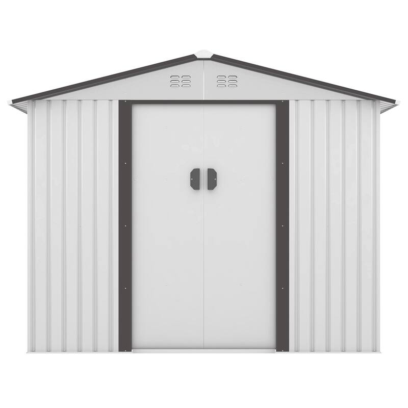 8' x 8' Outdoor Storage Metal Garden Shed with Double Sliding Doors
