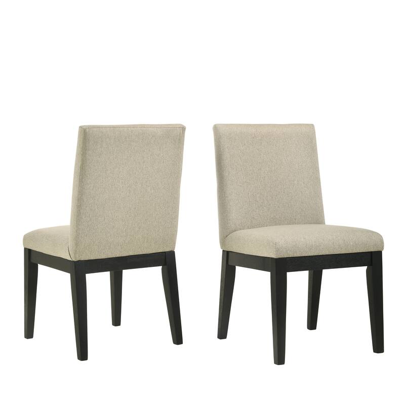 Modern Solid Wood Dining Chairs with Fabric Seats and Rubberwood Legs, for Dining Rooms, Set of 2, Beige