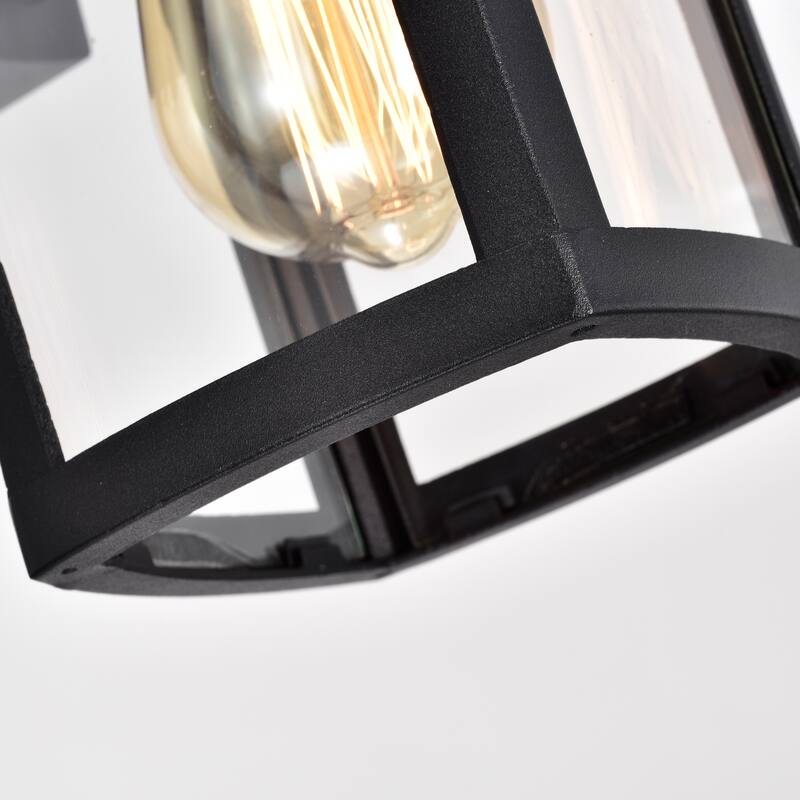 1-light Textured Black Outdoor Wall Lantern