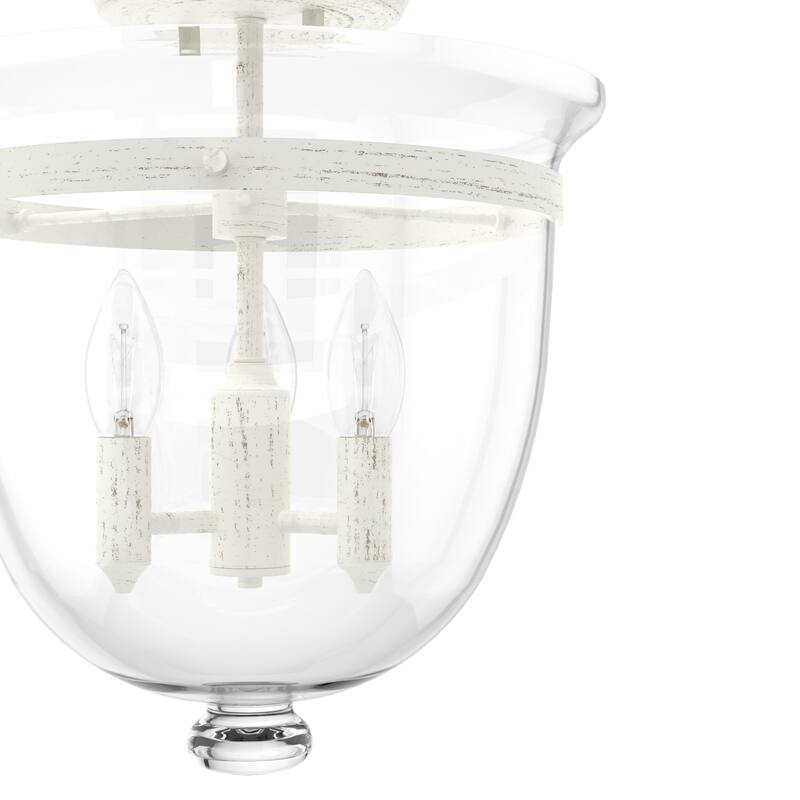 Hunter Belltown 3-Light Flush Mount Ceiling Light - Entry, Bedroom, Bath, Hallway - Transitional, Modern Farmhouse