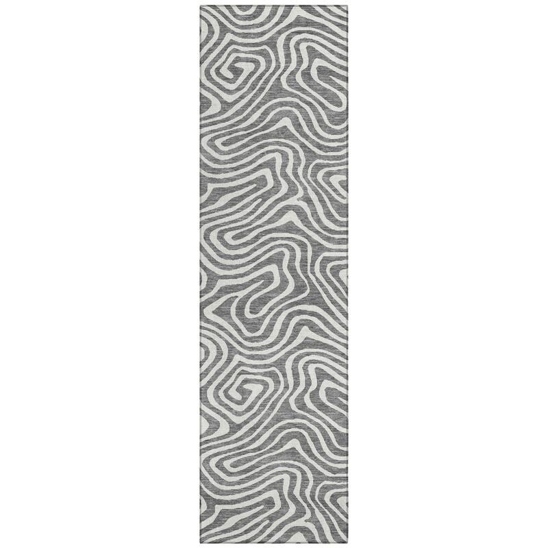 Machine Washable Indoor/ Outdoor Abstract Modern Chantille Rug