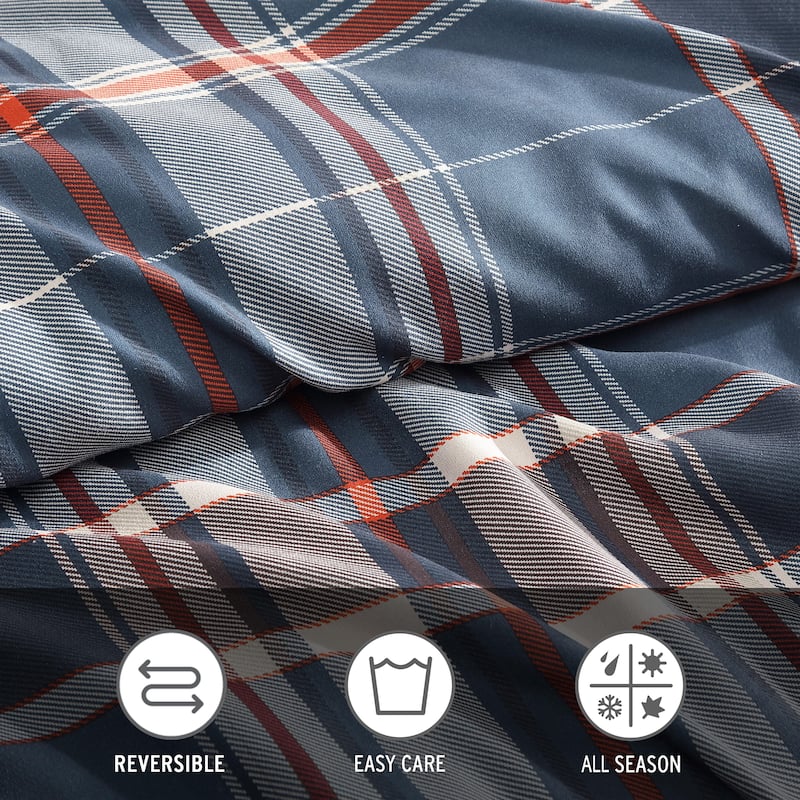 Eddie Bauer Shasta Lake Reversible Navy Duvet Cover Set