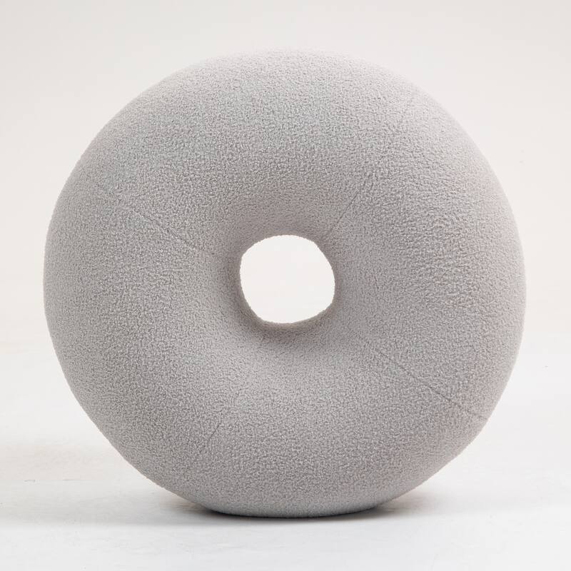 XINMICS 29.7" Donut Teddy Fleece Fabric Pouf Ottoman