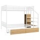preview thumbnail 9 of 10, White Twin over Full Size Metal Bunk Bed with Drawer and Lateral Storage Ladder and Wardrobe
