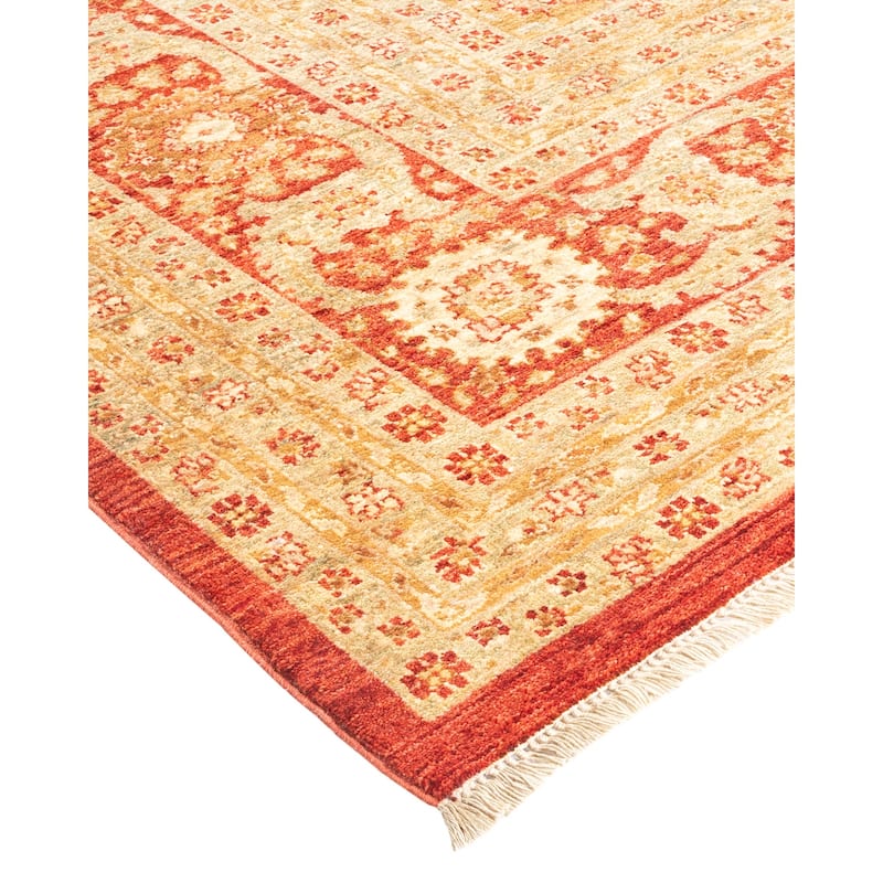 Overton Hand Knotted Wool Vintage Inspired Traditional Mogul Orange Area Rug - 9 x 12