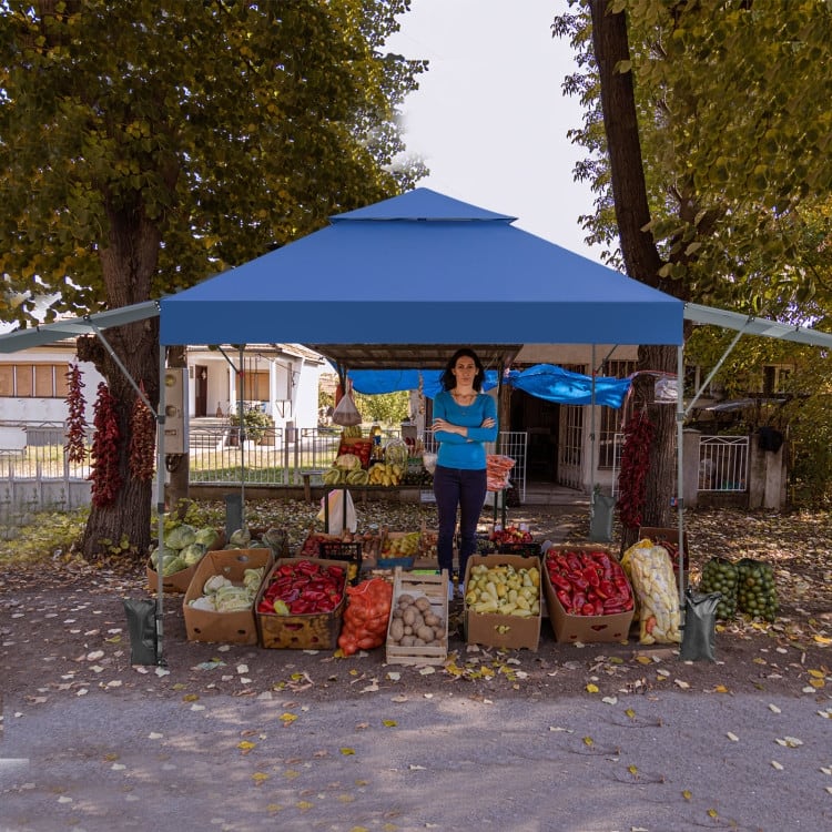 Outdoor Pop Up Canopy Tent with Side Awnings 10x17.6 Ft for Patio or Beach - 10 x 17.6 x 8.9-9.5 ft