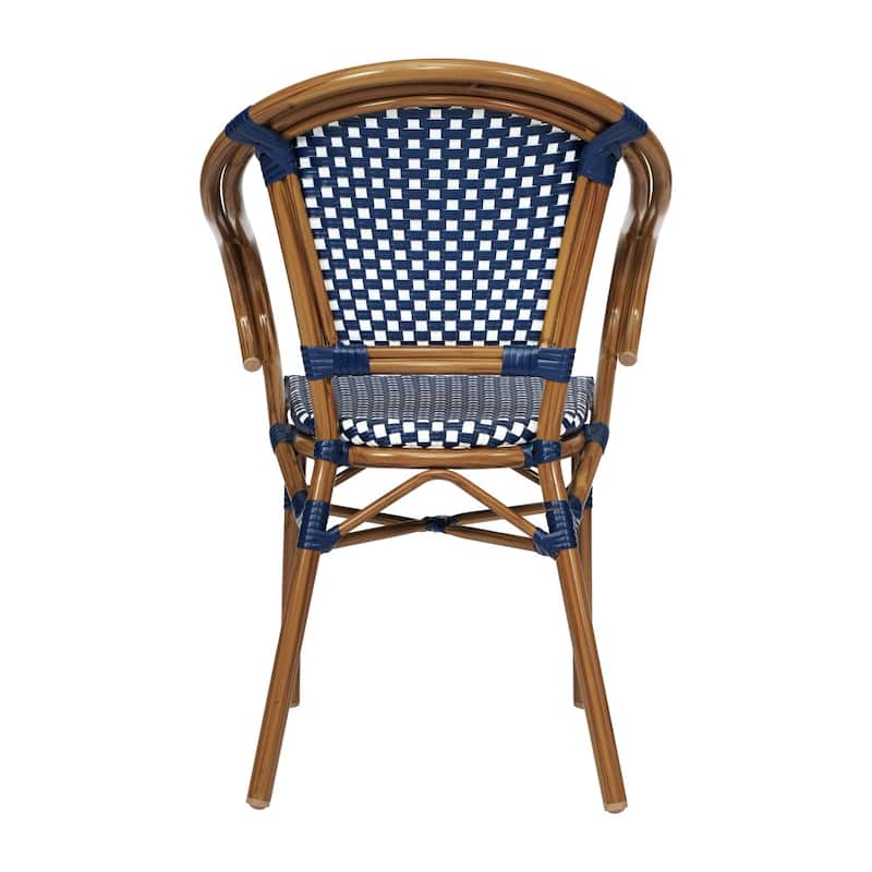 2 Pack All-Weather Commercial Paris Chairs with Bamboo Print Metal Frames