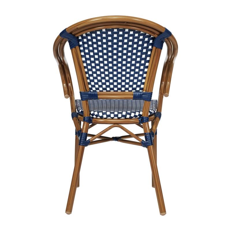 4 Pack All-Weather Commercial Paris Chairs with Bamboo Print Metal Frames - N/A