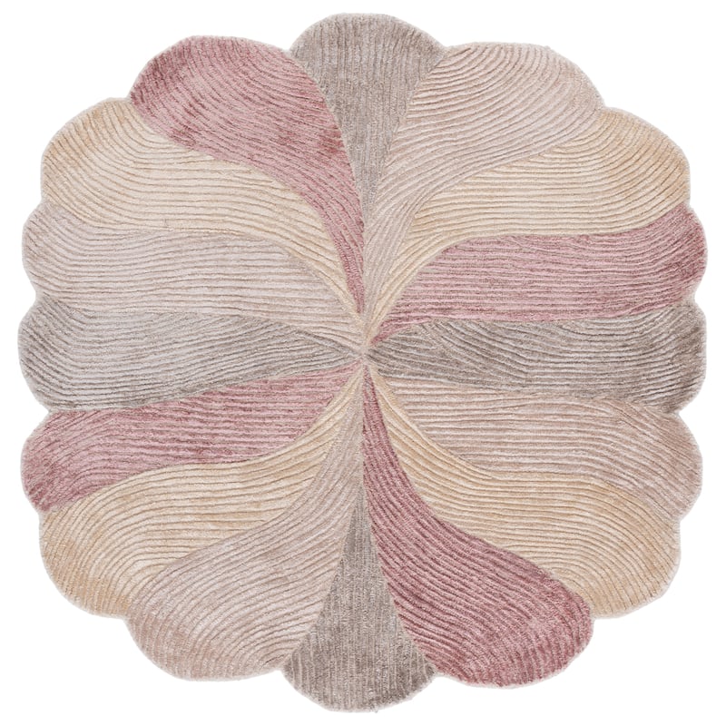 SAFAVIEH Handmade Fifth Avenue Udrea Mid-Century Modern Viscose Rug - Rust/Green - 5' Round