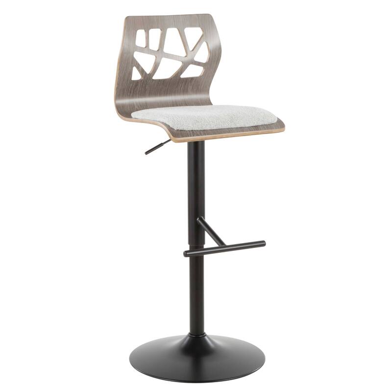 Carson Carrington Sala Adjustable Bar Stool with Straight T Footrest (Set of 3) - Light Grey Fabric/Light Grey Wood/Black