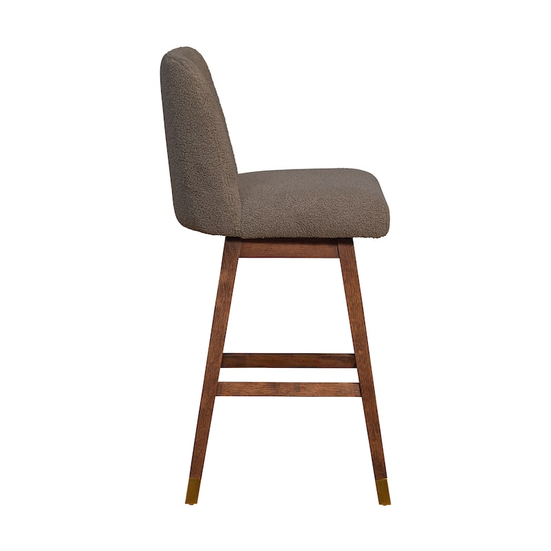 Amalie Upholstered Bar Stool, Swivel Counter Height Stool with Solid Wood Frame
