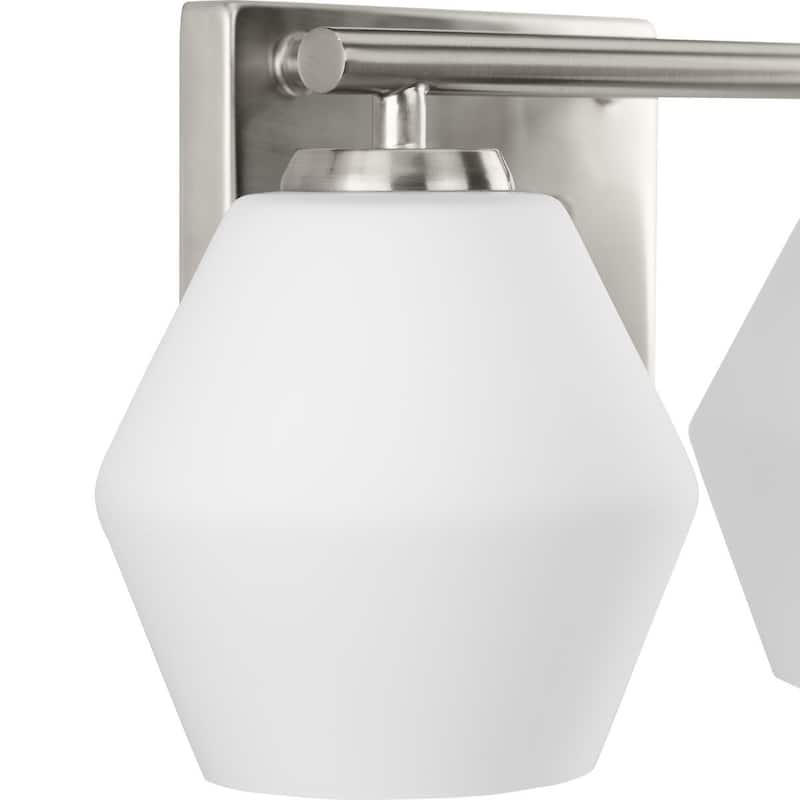 Copeland Collection Two-Light Brushed Nickel Mid-Century Modern Vanity Light - 15 in x 7 in x 7.5 in