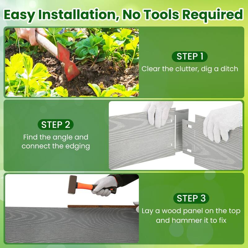 Gymax 6-Pack 20 FT Galvanized Metal Landscape Edging Heavy-Duty Metal