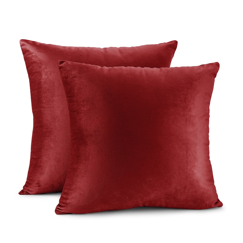 Porch & Den Cosner Microfiber Velvet Throw Pillow Covers (Set of 2) - 26" x 26" - Cherry red