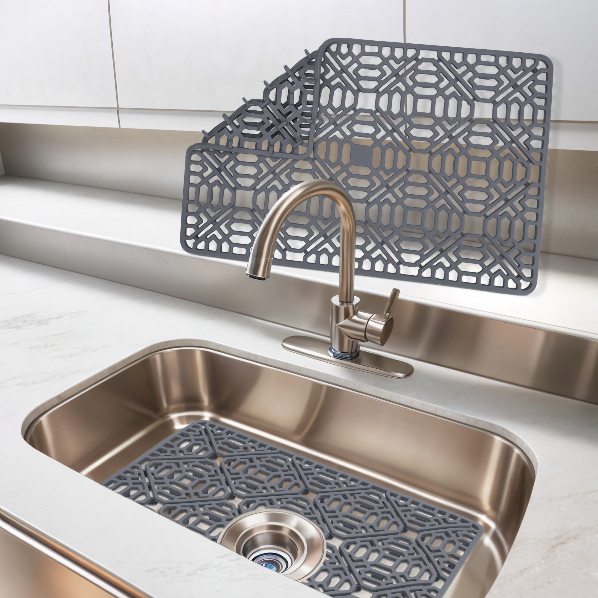 Silicone Dish Drying Mat for Kitchen Counter, Kitchen Sink Mat, Hollow Design Silicone Mat