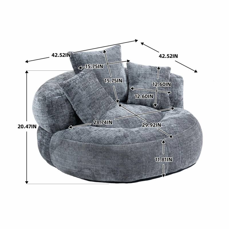 Durable Lazy Sofa Comfort Lounger, High Back Bean Bag Couch with 3 Pillows