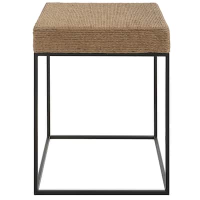 Rustic Rope Top Side Accent Table - 24" - Brown and Black