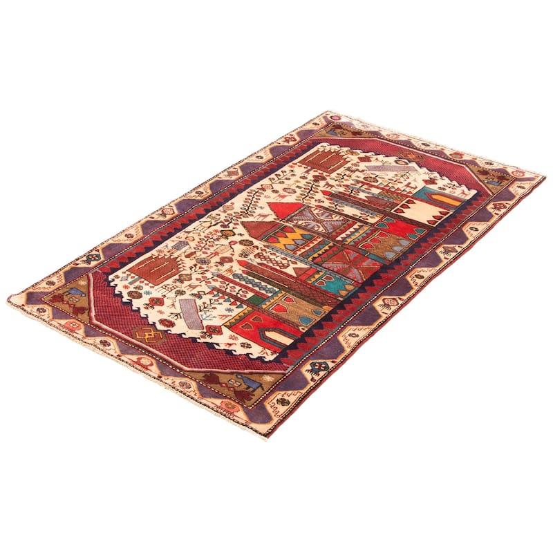 ECARPETGALLERY Hand-knotted Melis Vintage Cream Wool Rug - 4'3 x 7'1