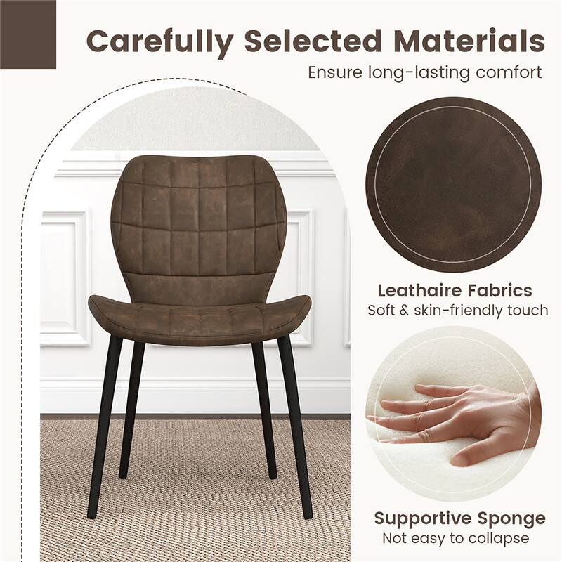 Gymax Dining Chairs Set of 2 w/ Padded Back Metal Legs & 2 Adjustable