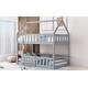 preview thumbnail 22 of 34, Twin over Twin House-Shaped Design Bunk Bed with Fence and Door, Fence-shaped Guardrail, Playful Space, Easy Assembly, White