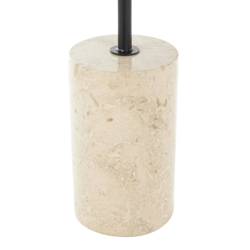 Wood Geometric Accent Table with Ivory Marble Base - Black - Roche River Decor