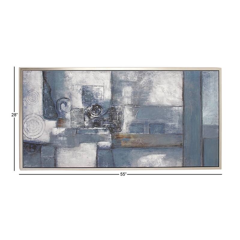 Gray Canvas Abstract Framed Wall Art with Silver Frame