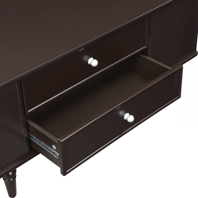 Modern Rectangle Coffee Table with Four Drawers, Two Side Hidden Storage Compartments, 47.2" Wood Coffee Table