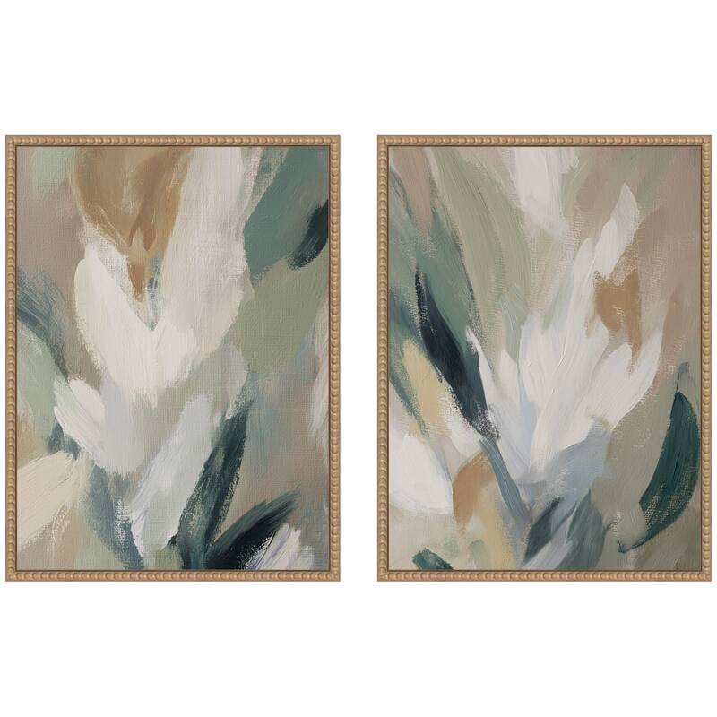 Kate and Laurel Plant Form No. 1 & No. 2 2 Piece Framed Canvas Wall Art Set by Amy Lighthall - 2 Piece Set 18x24 - Natural