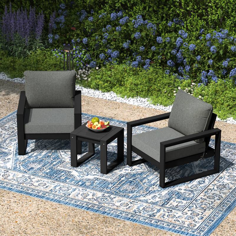 Endless Patio Sectional 3-Piece Deep Seating Set with Black Frame