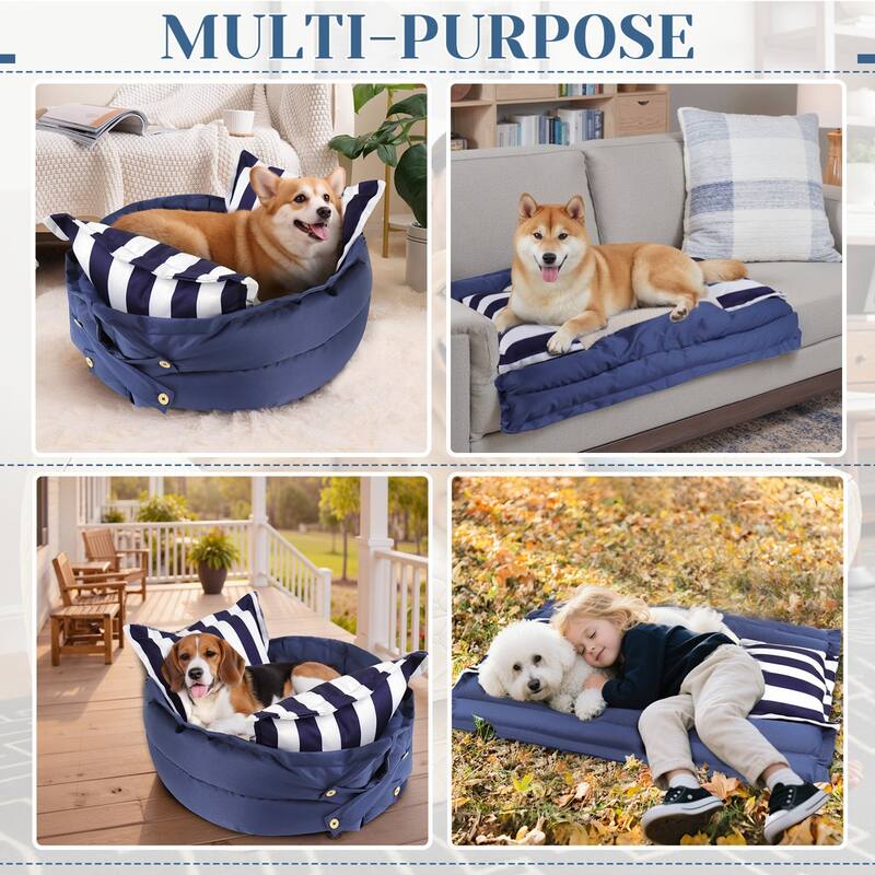 WOWMAX Calming Dog Bed For Medium Size Dogs, With Removable Washable Cover, Anti Anxiety Dogs Beds, With Non Slip Bottom