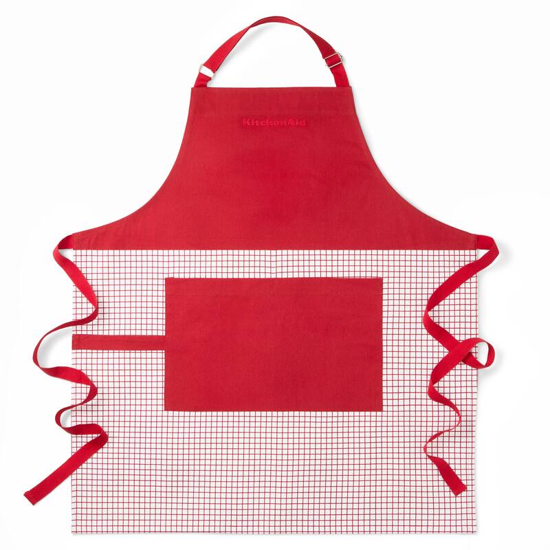 KITCHENAID Gourmet Series Gridlines Big Chef Apron, Water & Stain Resistant - Passion Red