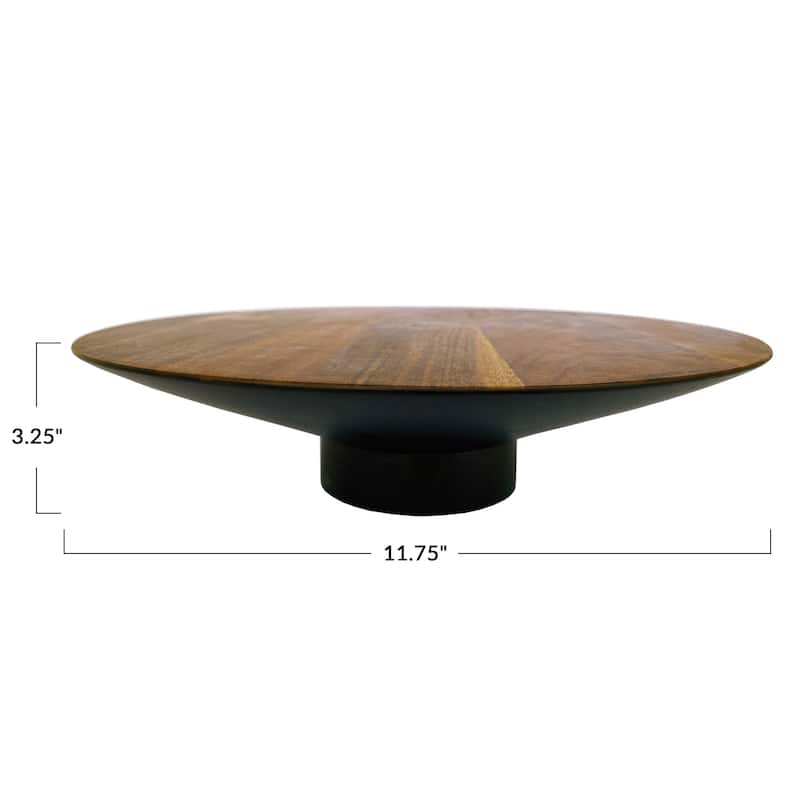 Acacia Wood Serving Tray with Metal Base