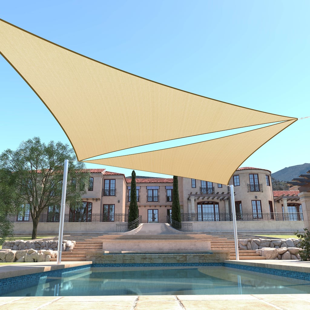 ColourTreeUSA Triangle Sun Shade Sail HDPE Mesh Fabric Screen Canopy UV Block 190 GSM